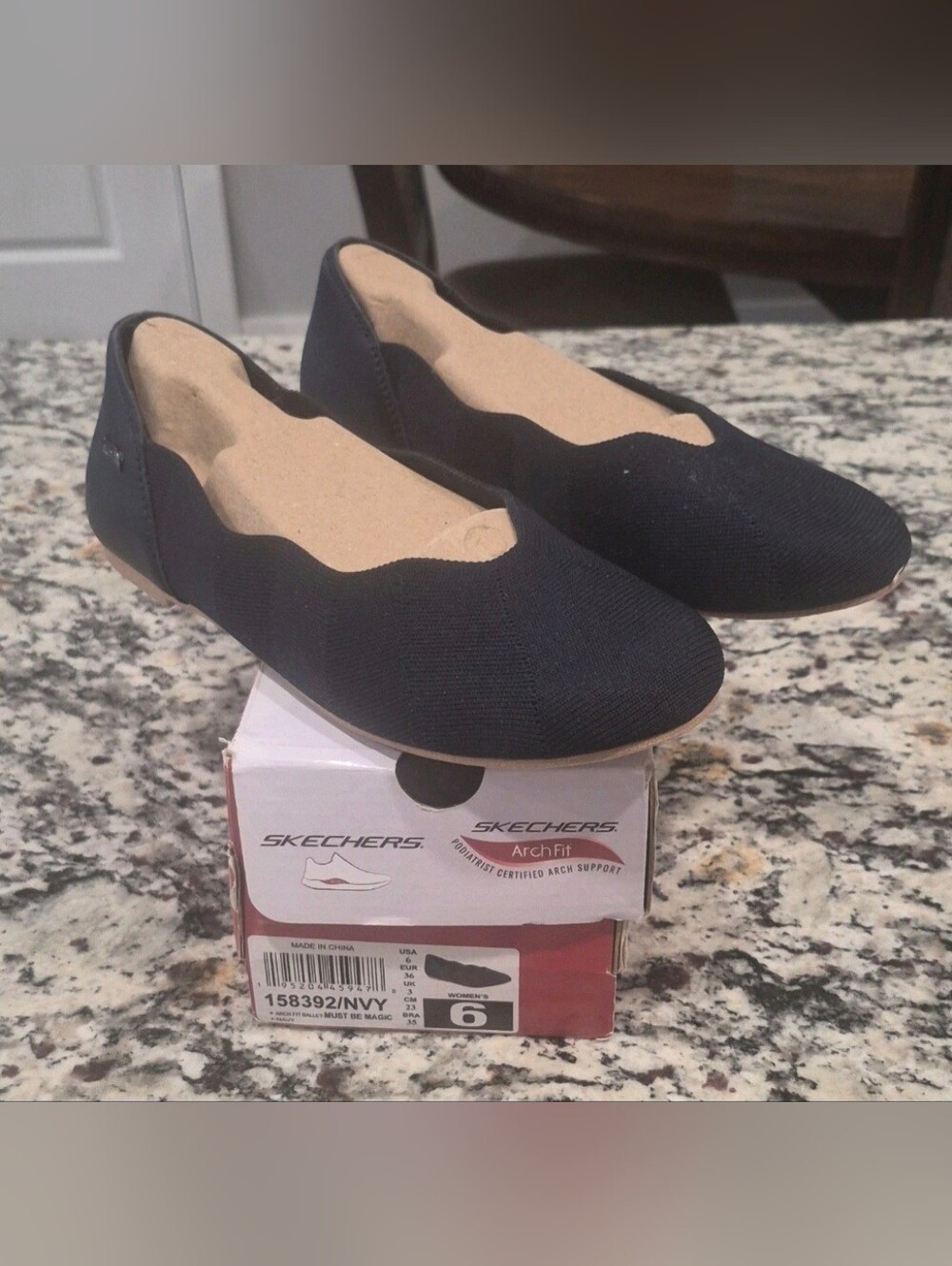 Skechers Arch Fit Women's Slip-On Flats in Navy
